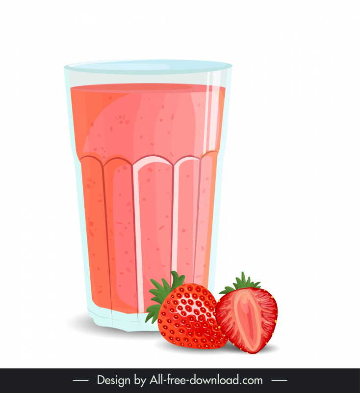 Gelas Strawberry Smoothie Icon Desain Klasik Elegan