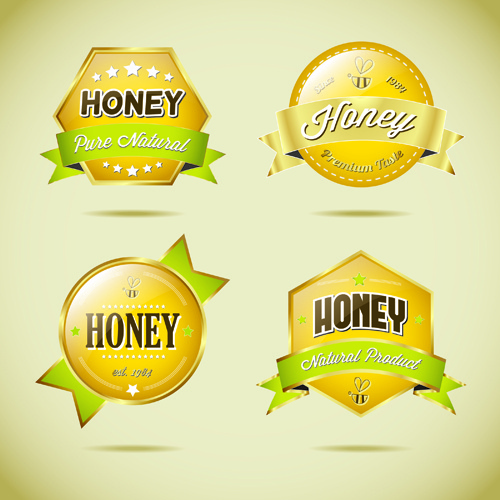vector de etiquetas textura miel cristal