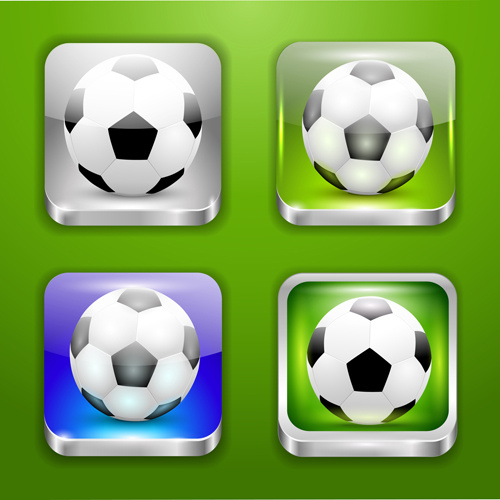 vidro texturizado vetor ícones de futebol quadrado