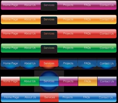 szklane teksturowane web menu kolorowe wektor