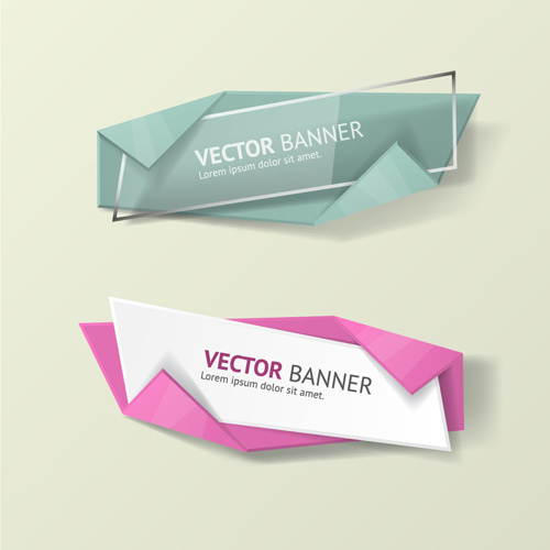 kaca dengan origami bisnis spanduk vektor