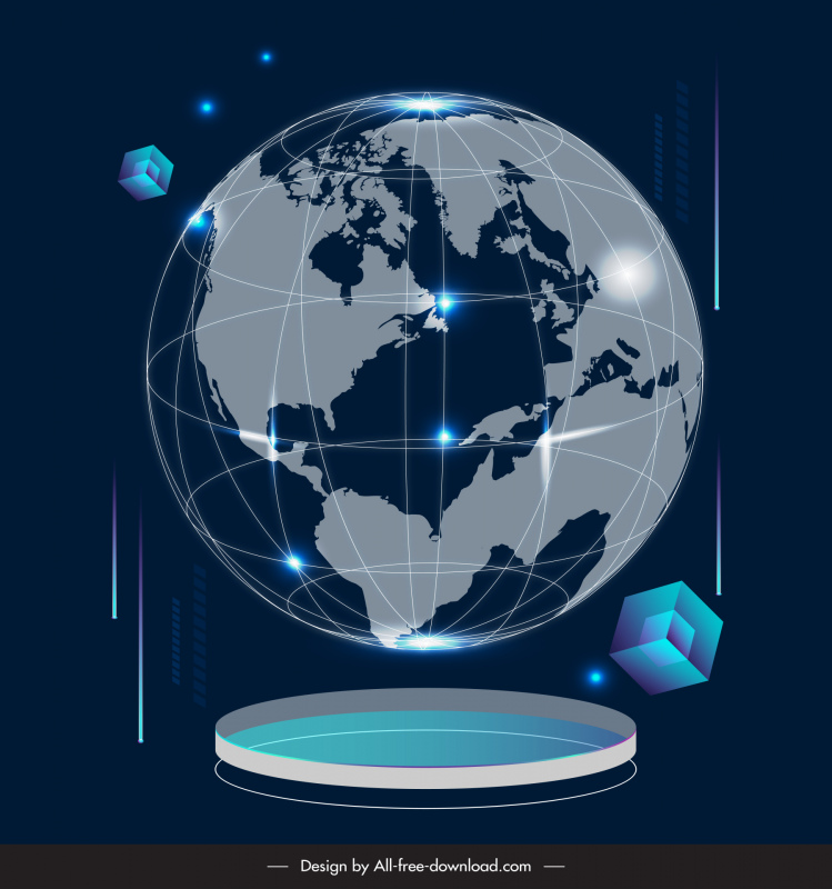 concepto de negocio global telón de fondo mapa del mundo puntos líneas cubos conexión