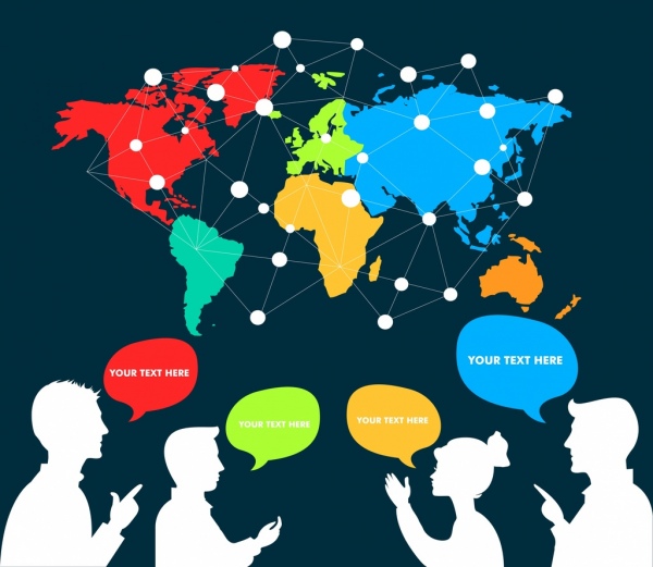 globalen Hintergrund menschliche weiße Silhouette Dots Kommunikationsverbindung