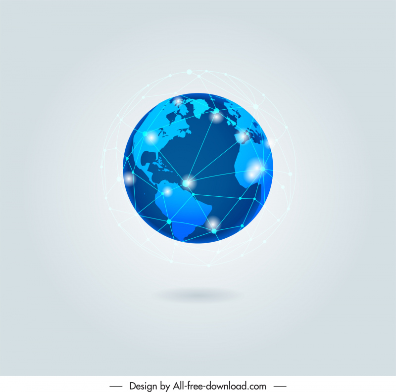 dünya dijital bağlantı simgesi ışıltılı 3d dekor