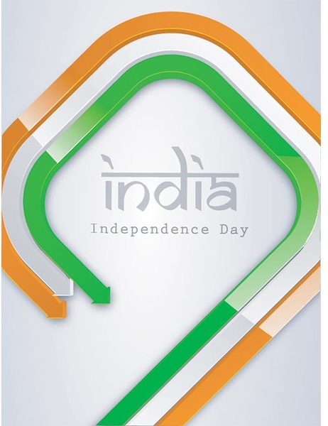 Glossy Indian Flag Arrow Lines India Independence Day Vector Gray Background