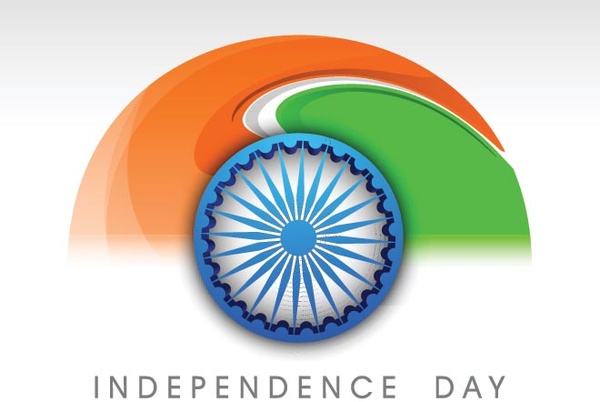 ícone da bandeira indiana lustroso com tipografia feliz Índia independência dia de vetor