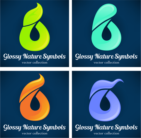 Glossy Nature Symbols Vector