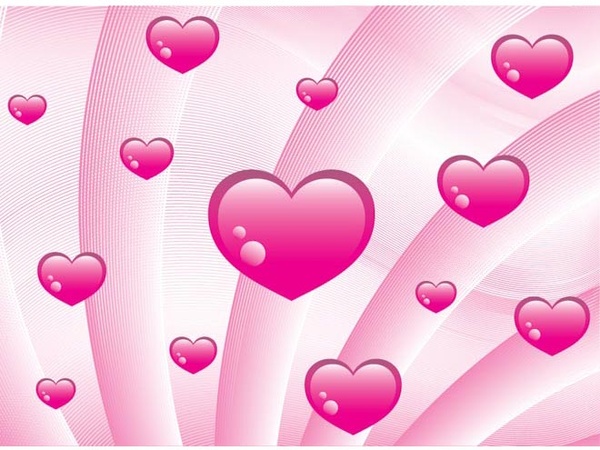 Glossy Pink Heart Pattern On Lines Background Valentine Vector