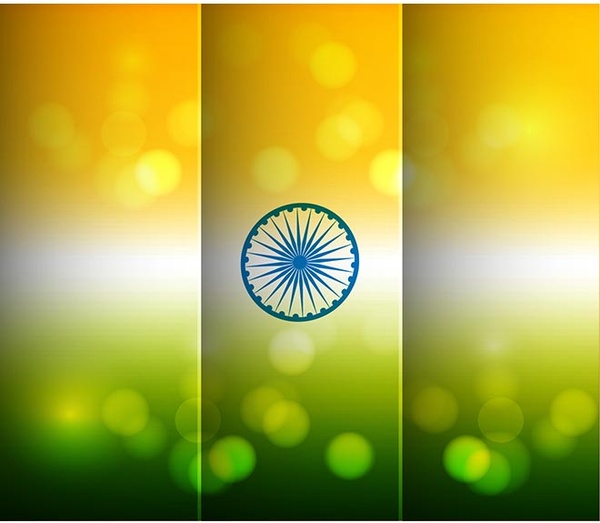 인도 독립 기념일 플래그 벡터 빛나는 배경