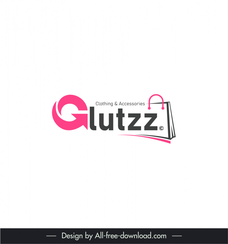 saco de modelo de logotipo glutzz, decoração de textos de seta