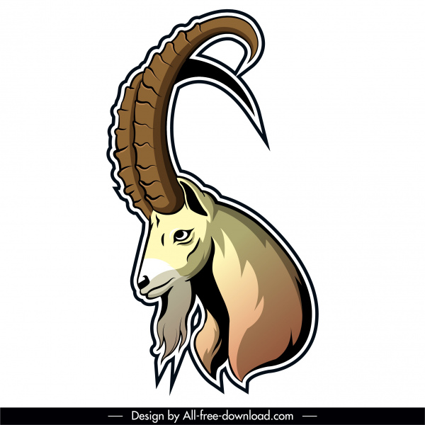 logotipo cabeça de cabra colorido papel plano esboço de corte