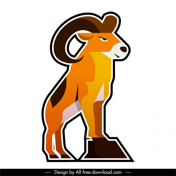 goat logotype coloré croquis de coupe en papier plat