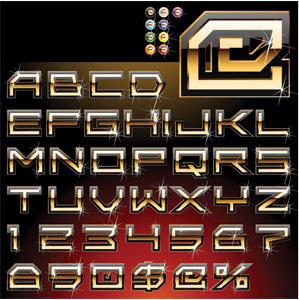 ゴールドの abc の文字ベクトル