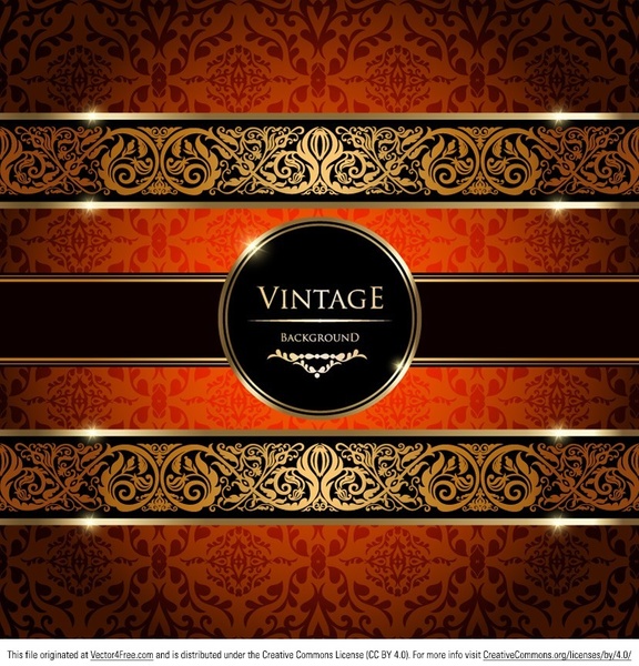 Gold Damast Vintage-Hintergrund Vektor