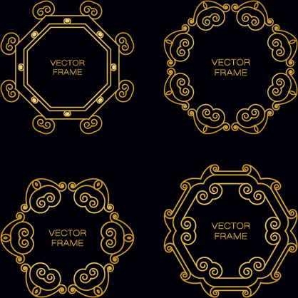 marco de oro deco hermosa vector set