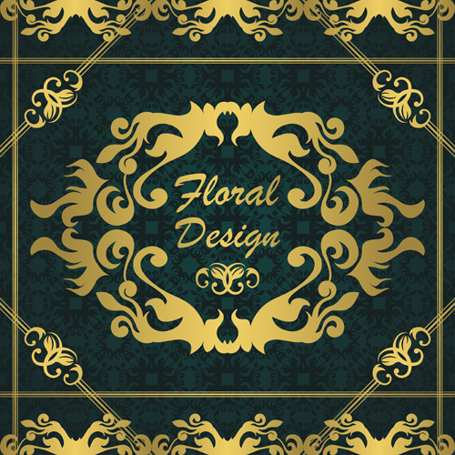 vetor de origens de elementos de design floral dourado