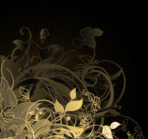 ゴールドの花ベクトルの背景アート