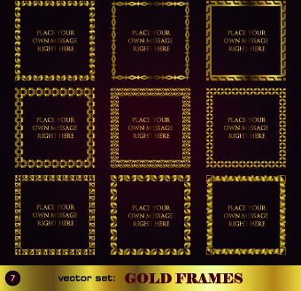 conjunto de vector de marco oro