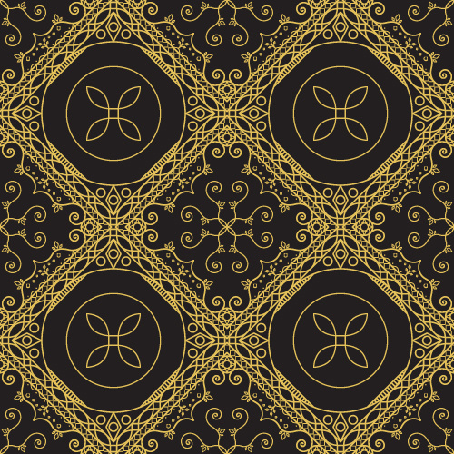 Gold Lineart Seamless Pattern Luxury Vector