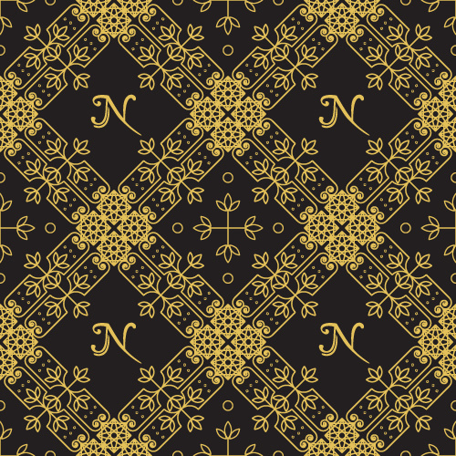 Gold Lineart Seamless Pattern Luxury Vector