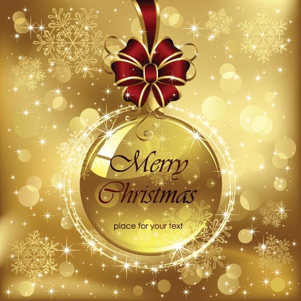 金のネックレス スノーフレーク メリー クリスマス カード背景ベクトル