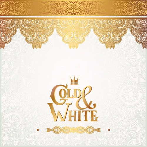 Gold mit weißem floralen Ornamenten Hintergrund-Vektor-Illustration-set