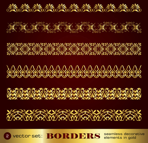 Golden Border And Corner Decorative Elements Vector 2