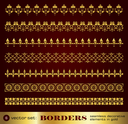 Golden Border And Corner Decorative Elements Vector 4