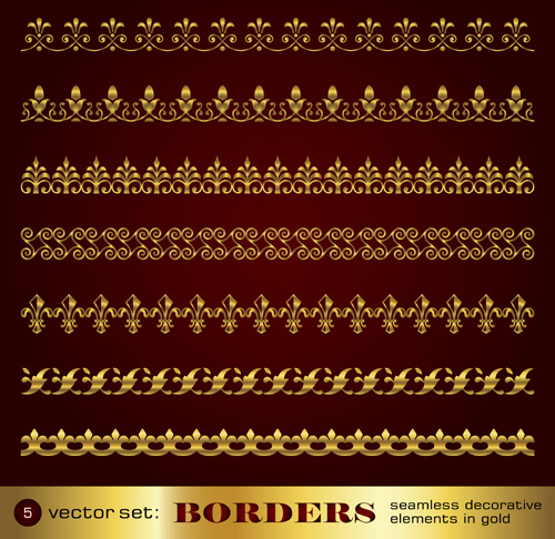 Golden Border And Corner Decorative Elements Vector 5
