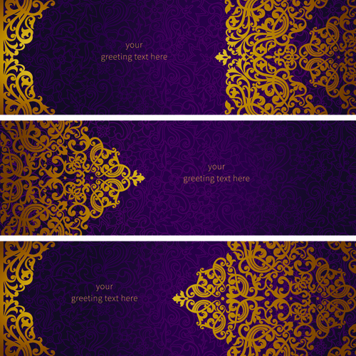 황금 꽃 패턴 인사말 카드 벡터