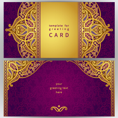 vetor de cartões padrão floral dourado