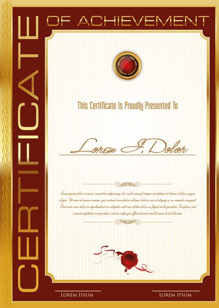 Golden Frame Certificate Template Vector