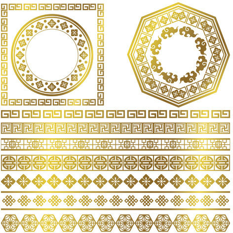 cornice dorata con vettore confine ornamenti