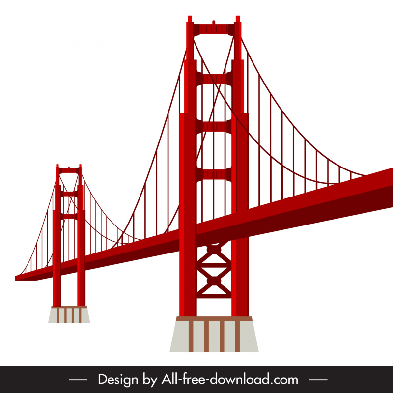 Icono del puente Golden Gate Esquema 3D moderno