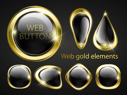 cahaya emas web tombol elemen vektor