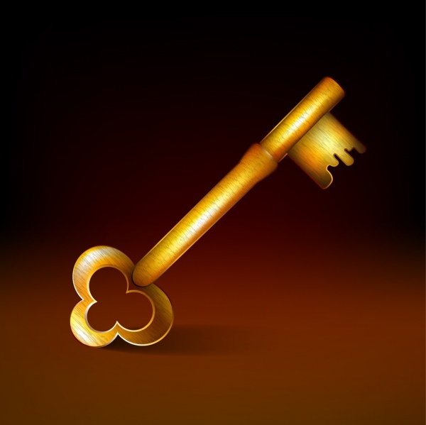 conception brillante icône de clé dorée