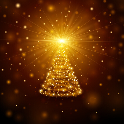 goldenes Licht Weihnachtsbaum Hintergrund Vektor