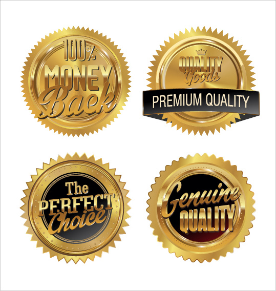 Prémio de ouro qualidade distintivo set vector