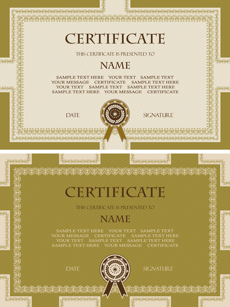 Golden template sertifikat desain vektor