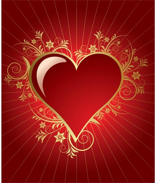 desain kartu ucapan emas cabang vintage jantung vektor