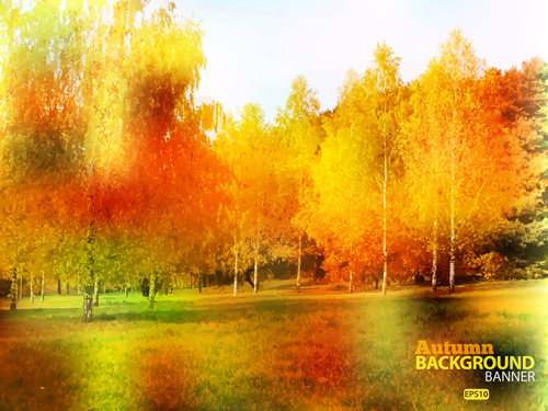 Altın sarı sonbahar doğa manzara vektör