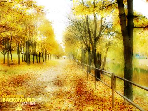 Amarillo dorado otoño paisaje vector
