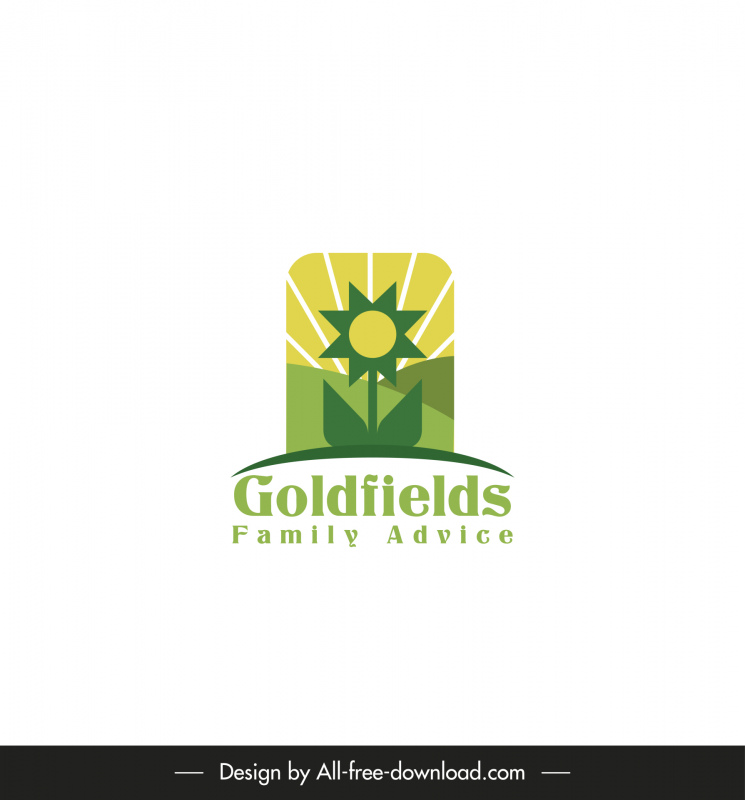 Goldfields Family Advice Plantilla de logotipo elegante boceto de girasol plano clásico