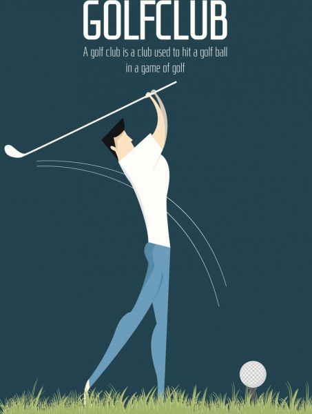 ゴルフ クラブ バナー プレーヤー アイコン漫画デザインの色
