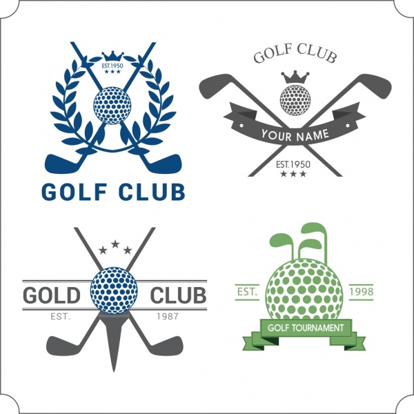 Golf Club Logos Isolierung Ball klebt Symbole Dekoration