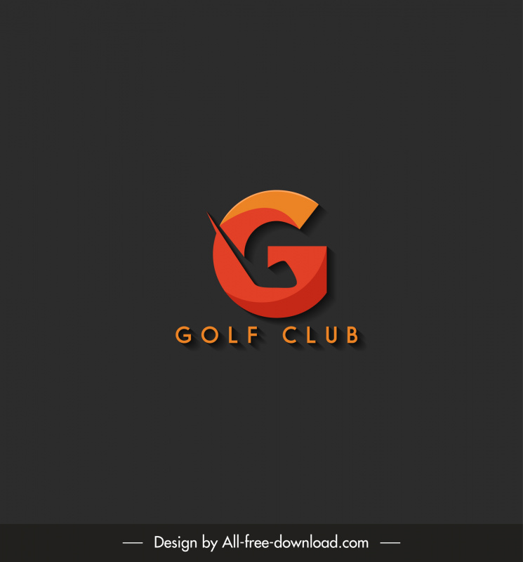 ゴルフクラブ3Dとミニマルなロゴタイプモダンな様式化されたテキストデザイン