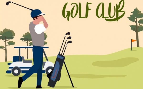 高尔夫游戏背景球员图标卡通设计