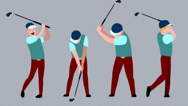 ícones de golfista desenha vários isolamento de gestos