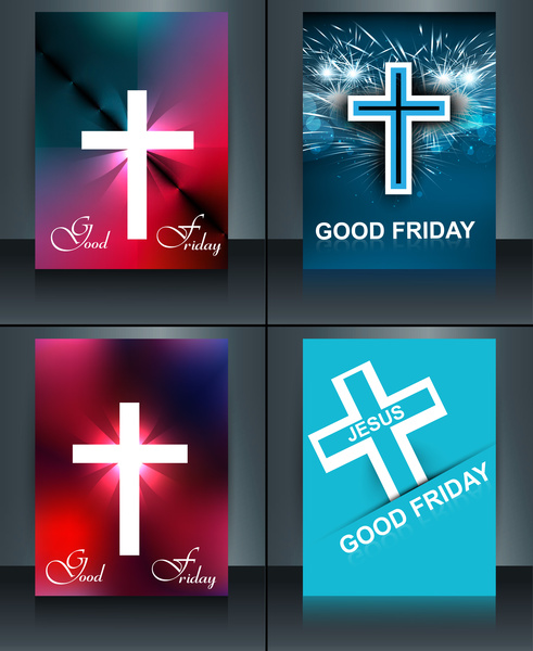 الصليب يوم الجمعة العظيمة لكتيب قالب بطاقة جمع يسوع الملونة المتجهات
