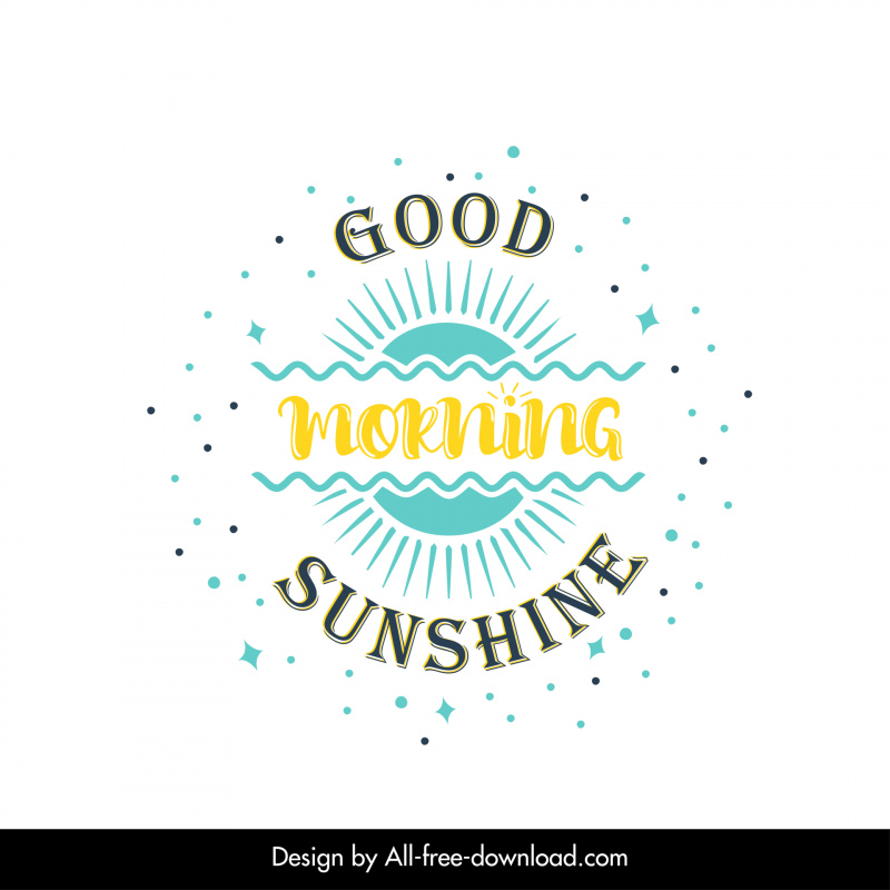 Guten Morgen Zeichen Logo symmetrischer Sonnenschein Texte Dekor